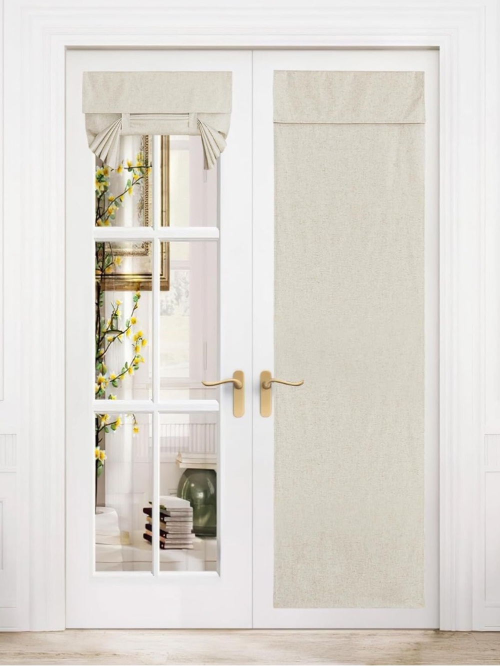 New linen Beige Fabric Door Panel Light Neutral Privacy Panels